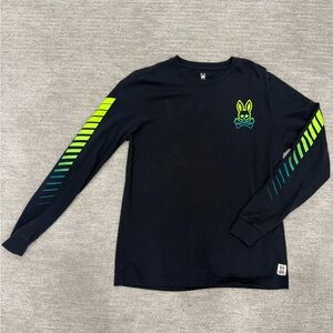 Psycho Bunny Men’s Navy Long Sleeve Shirt with Neon Accents